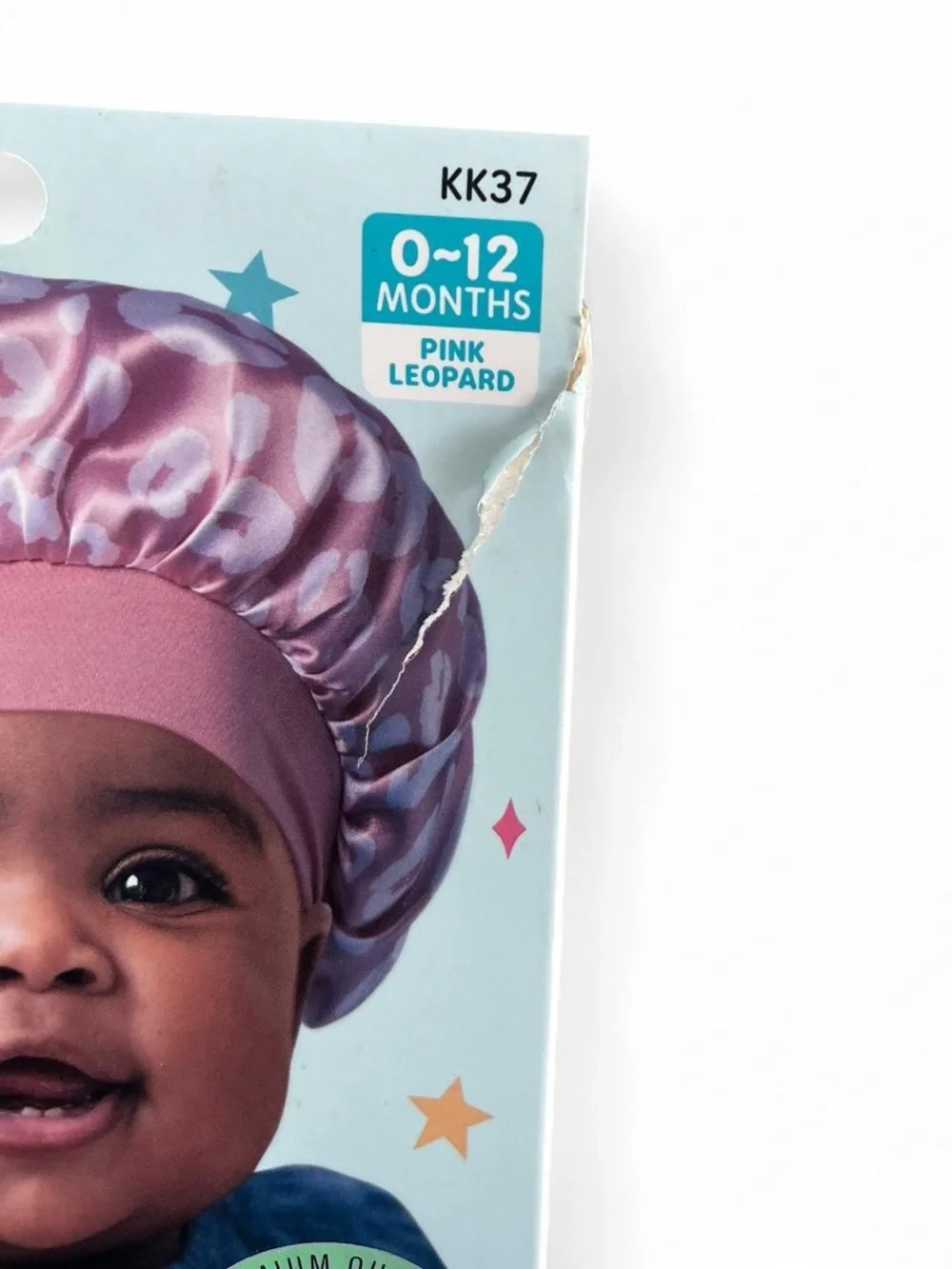 Kiss Colors Cares Premium Satin Bonnet Pink White Leopard Print Baby Girl 0-12M